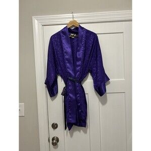 Vintage 90s Gold Label Victoria's Secret Purple Lace Kimono Short Robe Small